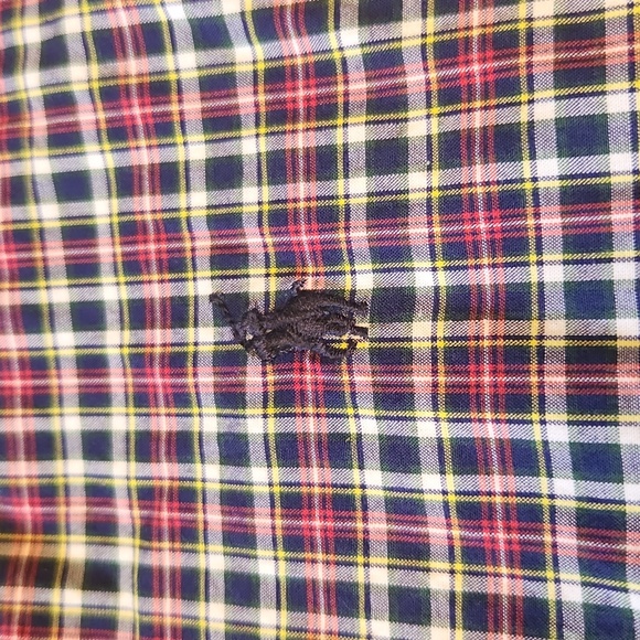 Ralph Lauren Polo Red Navy Classic Plaid Natural Stretch Button Down Shirt Large - Picture 2 of 9